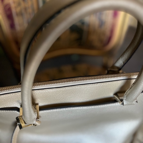 Calvin Klein Brooke leather satchel shoulder bag champagne color handbag - Picture 14 of 15